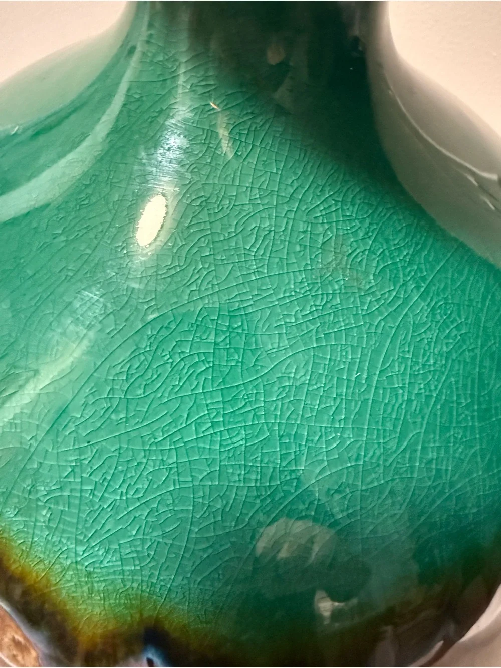 Green and Brown Ceramic Decorative Vase 12”